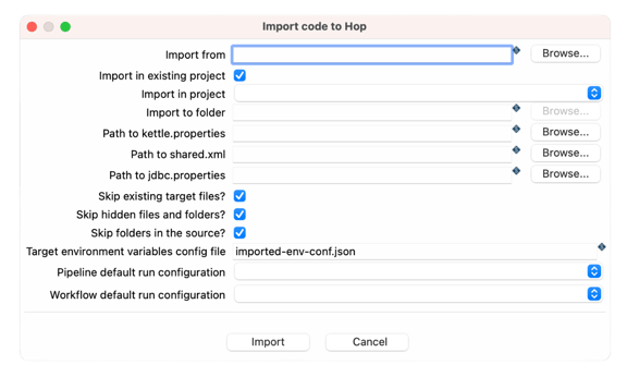 Import Apache Hop